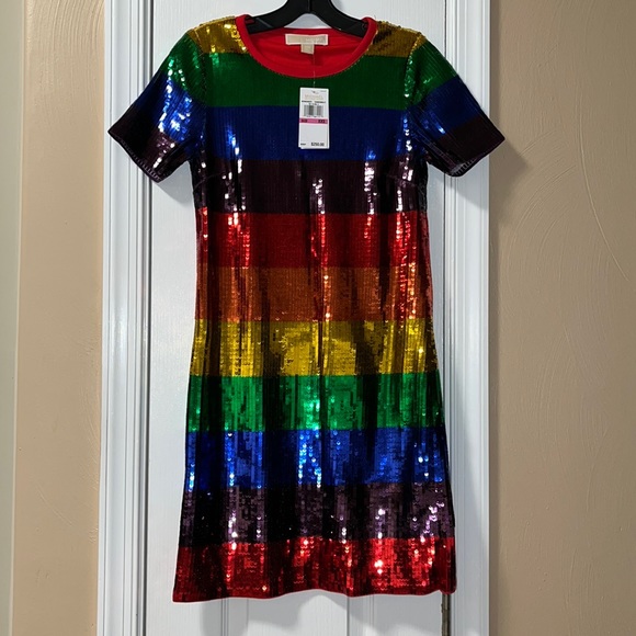 michael kors rainbow sequin dress MICHAEL Michael Kors | Dresses | Nwt Michael Michael Kors Sequin Tshirt  Dress Sz Xxs Price Firm